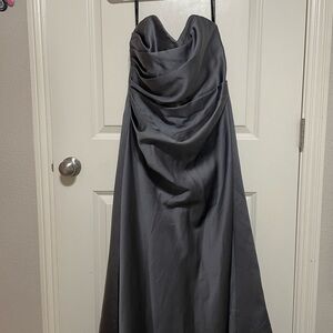 Alfred Angelo Gray Strapless Ruched Prom Gown